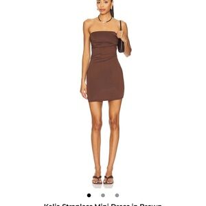 Superdown Elegant Brown Strapless Mini Dress size XS